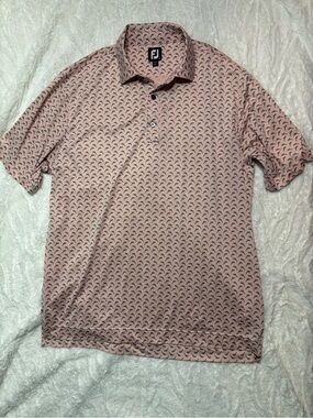 Footjoy Pastel Pink Dolphin Print Polo Golf Shirt Size Large